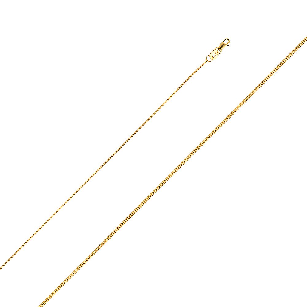 14K Yellow Gold Our Lady of Guadalupe Religious Charm Pendant with 0.9mm Wheat Chain Necklace - Perfect for Baptism Gifts, First Communion Jewelry & Catholic Faith Expressions