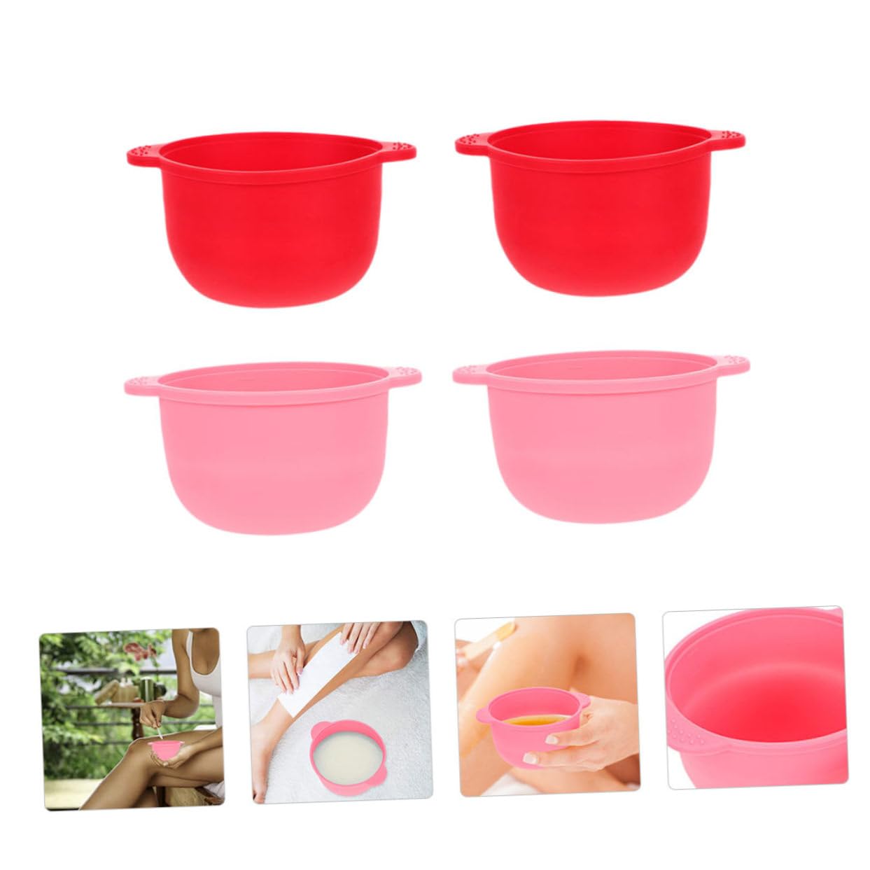 FOMIYES 4pcs Silicone Wax Warmer Bowl Set - Foldable Depilatory Wax Melting Pot for Hair Removal, Reusable Waxing Supplies for Eyebrows, Legs & Bikini Line - Perfect for Home Salon & Professional Use