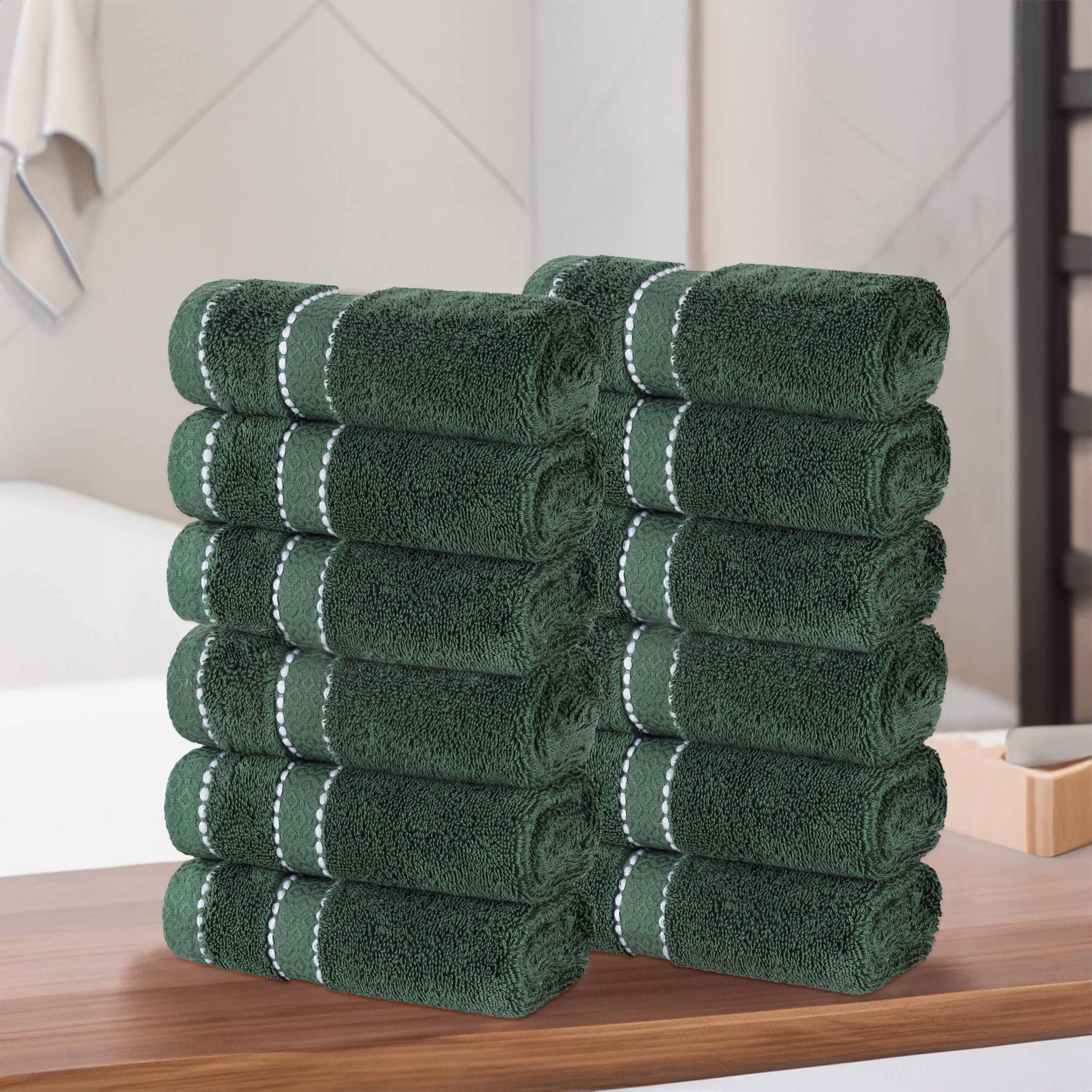 Premium Giza Cotton Dobby Face Towels - Set of 12 | Ultra Absorbent & Soft Egyptian Cotton | Perfect for Spa, Gym, Travel & Daily Skincare Routine