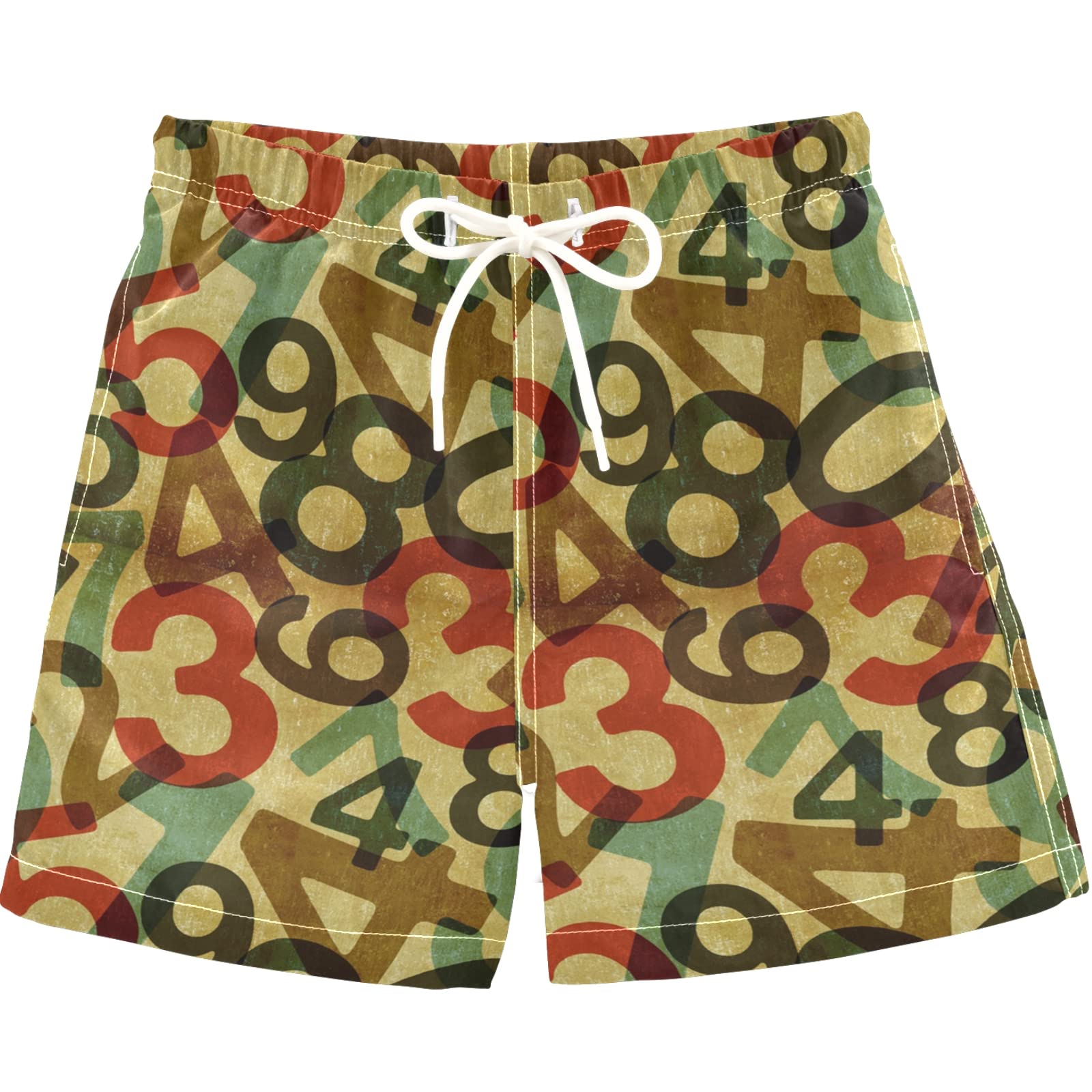 Vintage Numbers Swim Trunks for Toddler Boys - Beach & Pool Swimwear