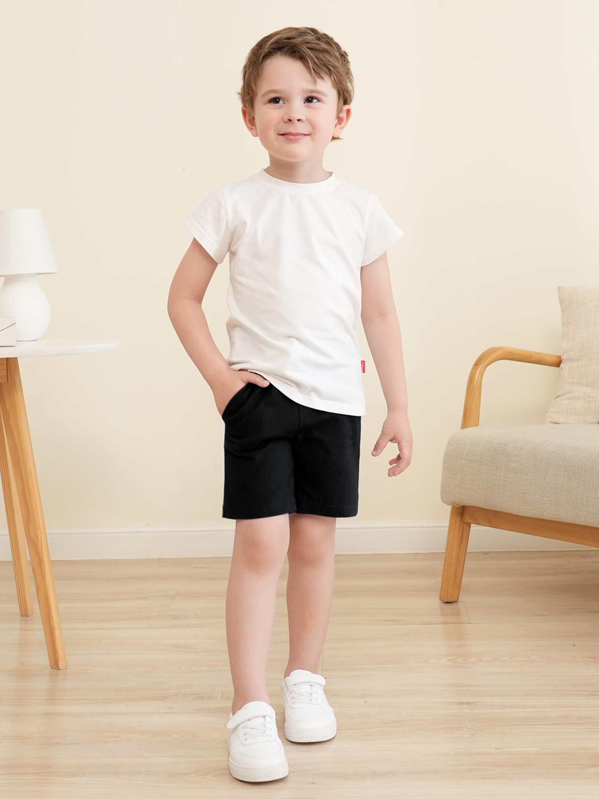 4 Pack Boys' Cotton Shorts - Toddler & Baby Summer Casual Jogger Shorts for Kids | Playtime, Outings & Everyday Comfort