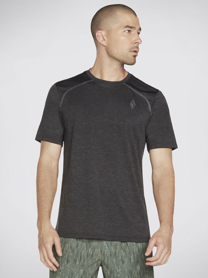Skechers On the Road Men's Comfort Fit T-Shirt (M2TS209) - Black & Charcoal for Casual Wear, Travel & Everyday Use