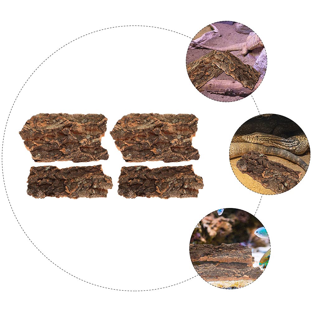 4 Pcs Reptile Bark Decor - Pet Terrarium Climbing Platform for Rainforest Habitat