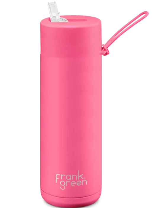 Frank Green 20oz (595ml) Ceramic Reusable Water Bottle with Straw Lid - Eco-Friendly, Leak-Proof & Insulated for Gym, Office & Outdoor Activities
