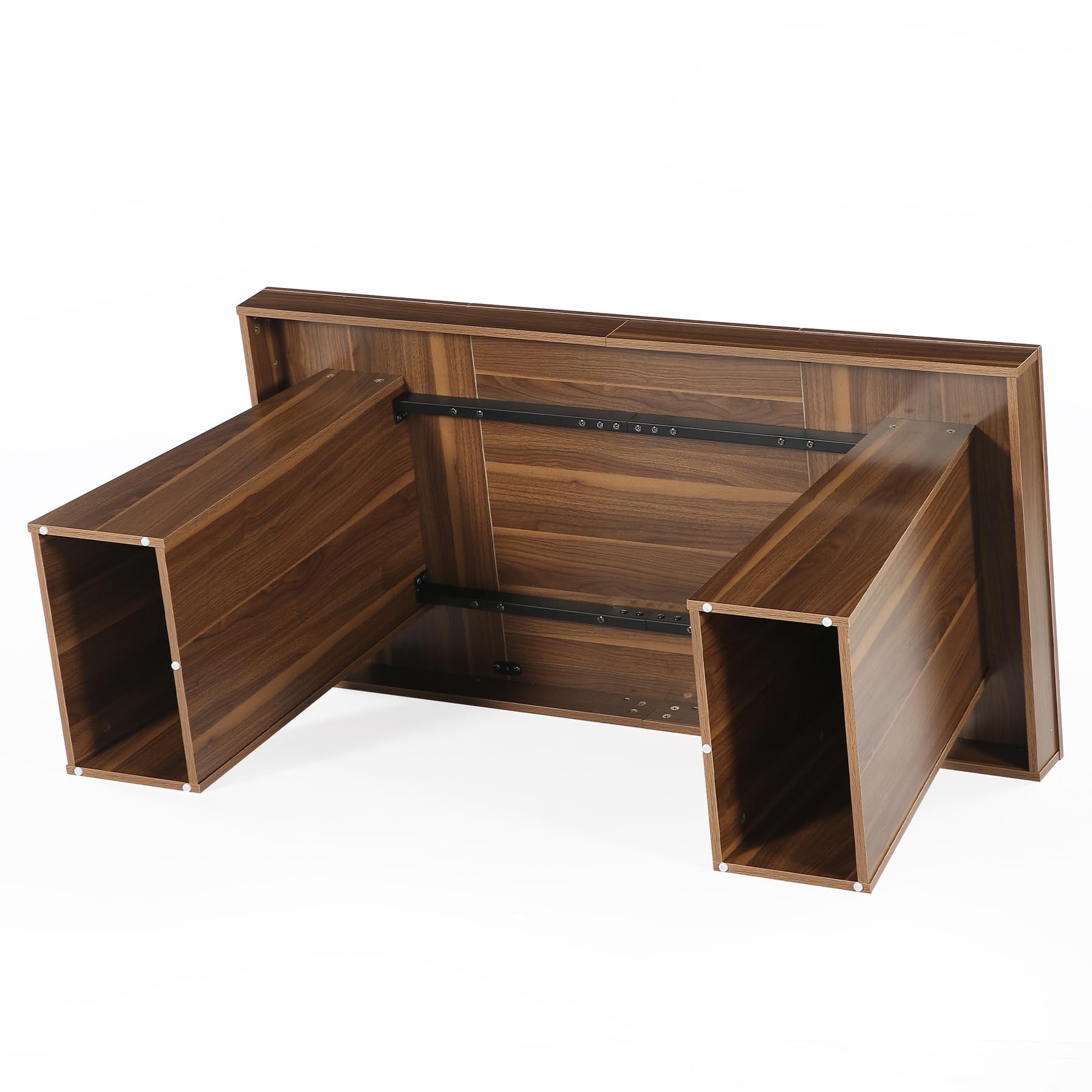 Tribesigns 55 Inch Modern Executive Desk - Mid-Century Style Home Office Desk with Double Trapezoid Base, Wooden Computer Workstation for Business & Study - Perfect for Small Office, Home Office & Conference Room (Brown)