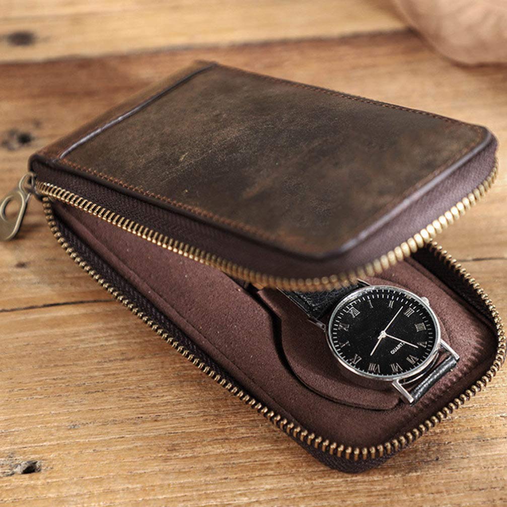 Hemobllo Leather Watch Case - Portable Travel Organizer for Men's Watches | Home & Travel Storage