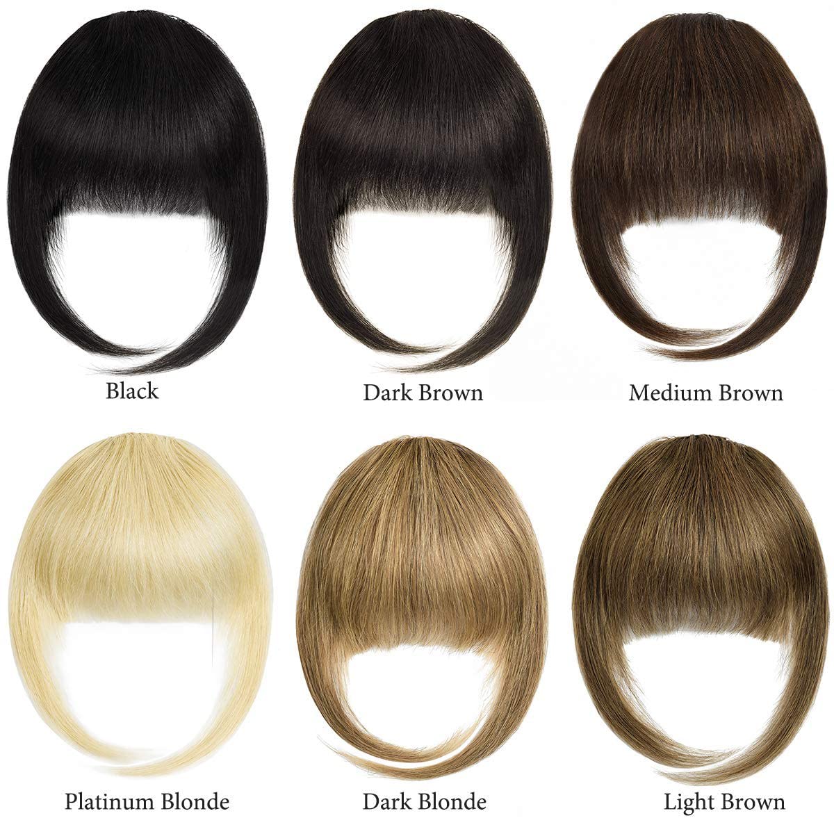 IndusBay 2 Clip-in Hair Extensions Fringe Forehead - Natural Brown Synthetic Wig for Bridal Styling & Everyday Wear | Realistic Looking Artificial Hair for Women