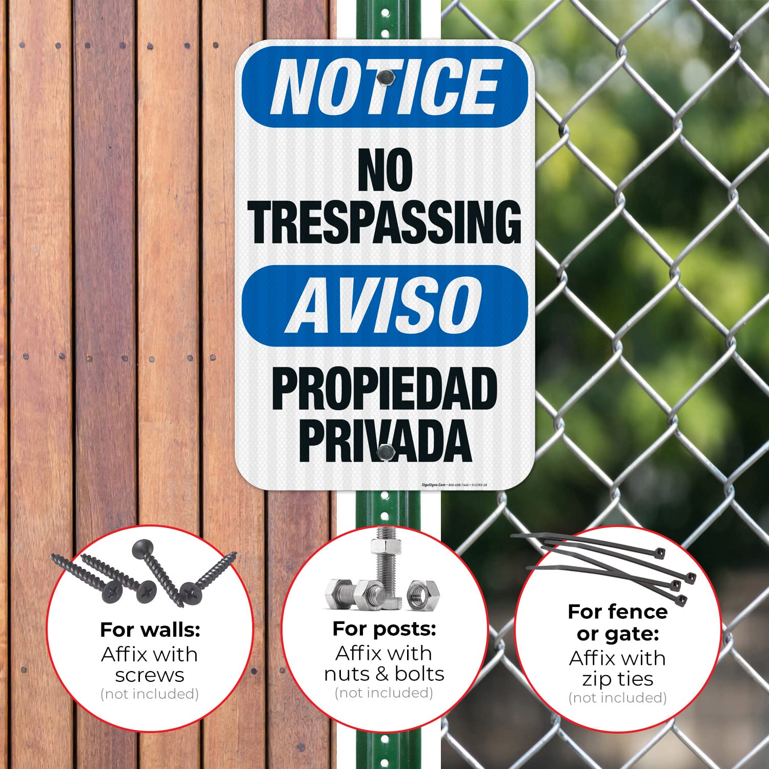 Bilingual No Trespassing Sign - OSHA Approved 12x18 Inch Aluminum Sign with 3M EGP Reflective Coating | Fade Resistant for Indoor & Outdoor Use | Made in USA | Perfect for Construction Sites, Warehouses & Private Property Security