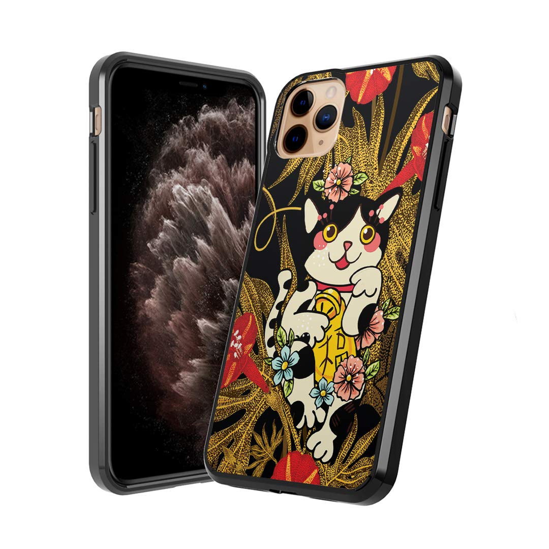 Moriko Cute Fusion Gel Case for iPhone 11 Pro [5.8 Inch] - Anti-Scratch Slim Soft Grip Protective Cover with Lucky Cat Design | Perfect for Everyday Use, Office & Travel Protection