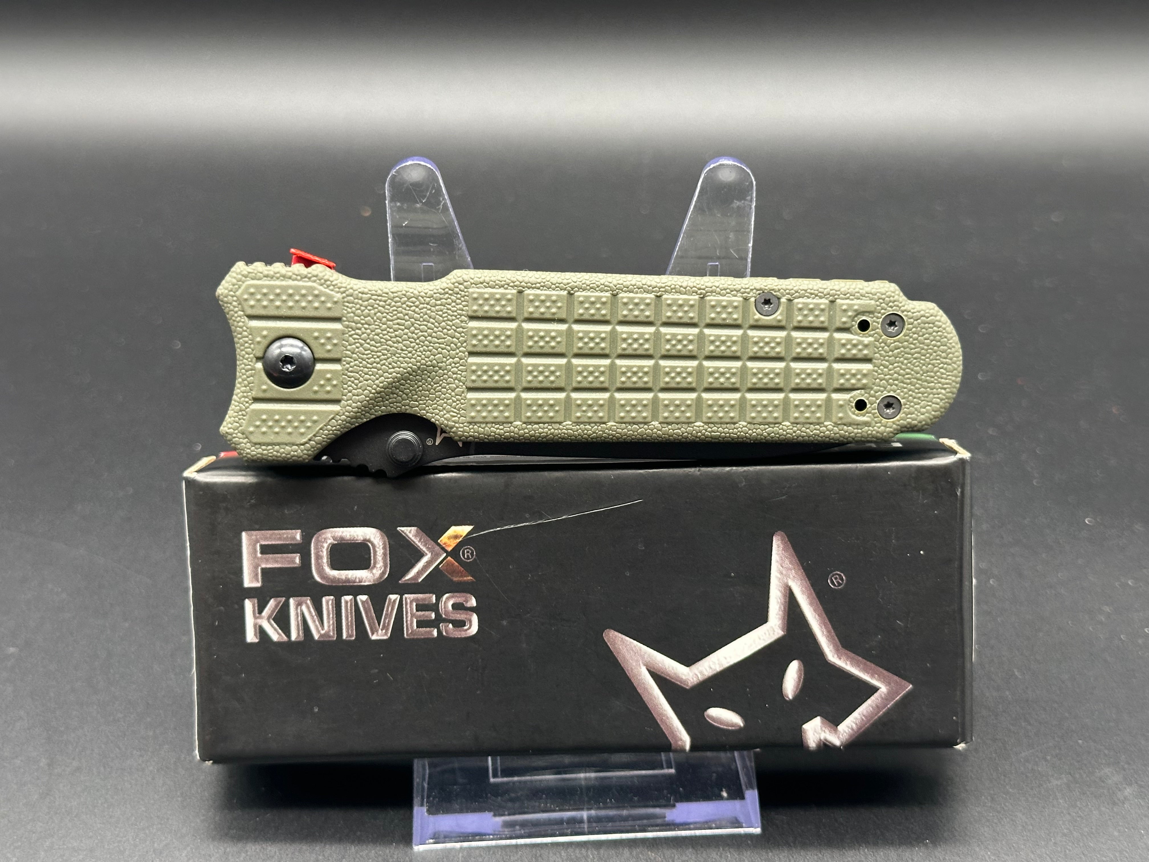 Fox Knives PREDATOR II Liner Lock Folding Knife - OD Green Tactical EDC Pocket Knife for Outdoor Camping, Hunting & Survival Gear