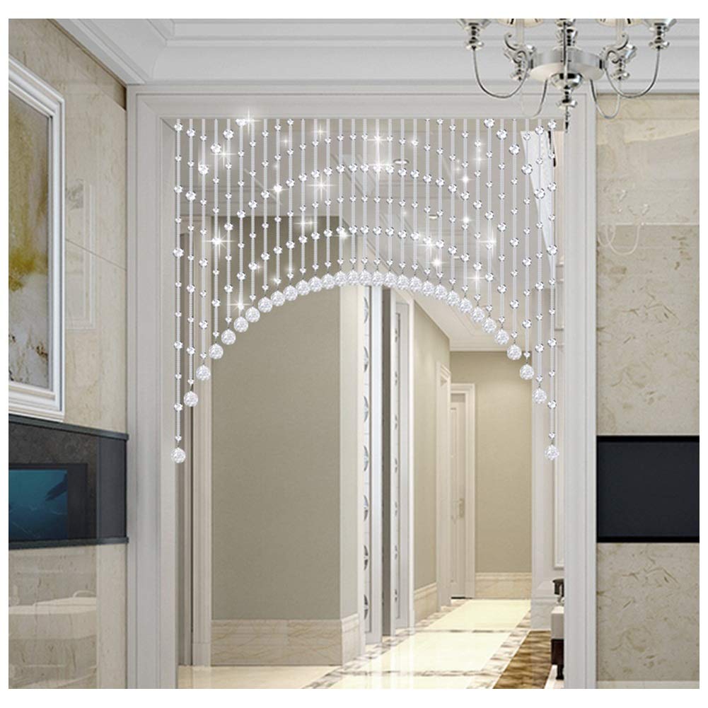 Crystal Beaded Curtain for French Doors & Windows - Glass Hanging Strings for Living Room & Bedroom Decor - 100cm/120cm/200cm Width Options (45 Strands, 180cm Length) - Elegant Home & Wedding Decoration