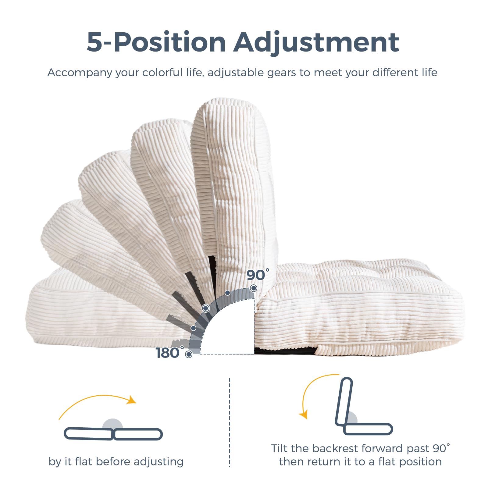 MAXYOYO Adjustable Floor Chair with Lumbar Support - Ergonomic Gaming & Meditation Seat for Adults - Beige - Perfect for Gaming, Yoga, Reading & Relaxing at Home