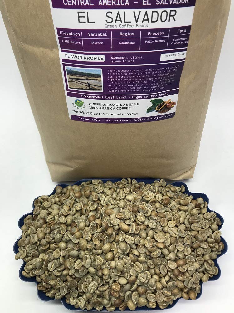 12.5-Pound Unroasted Green Arabica Coffee Beans from El Salvador - Fresh Specialty Grade Current Crop for Home Roasting - Perfect for Espresso, French Press & Cold Brew at Home