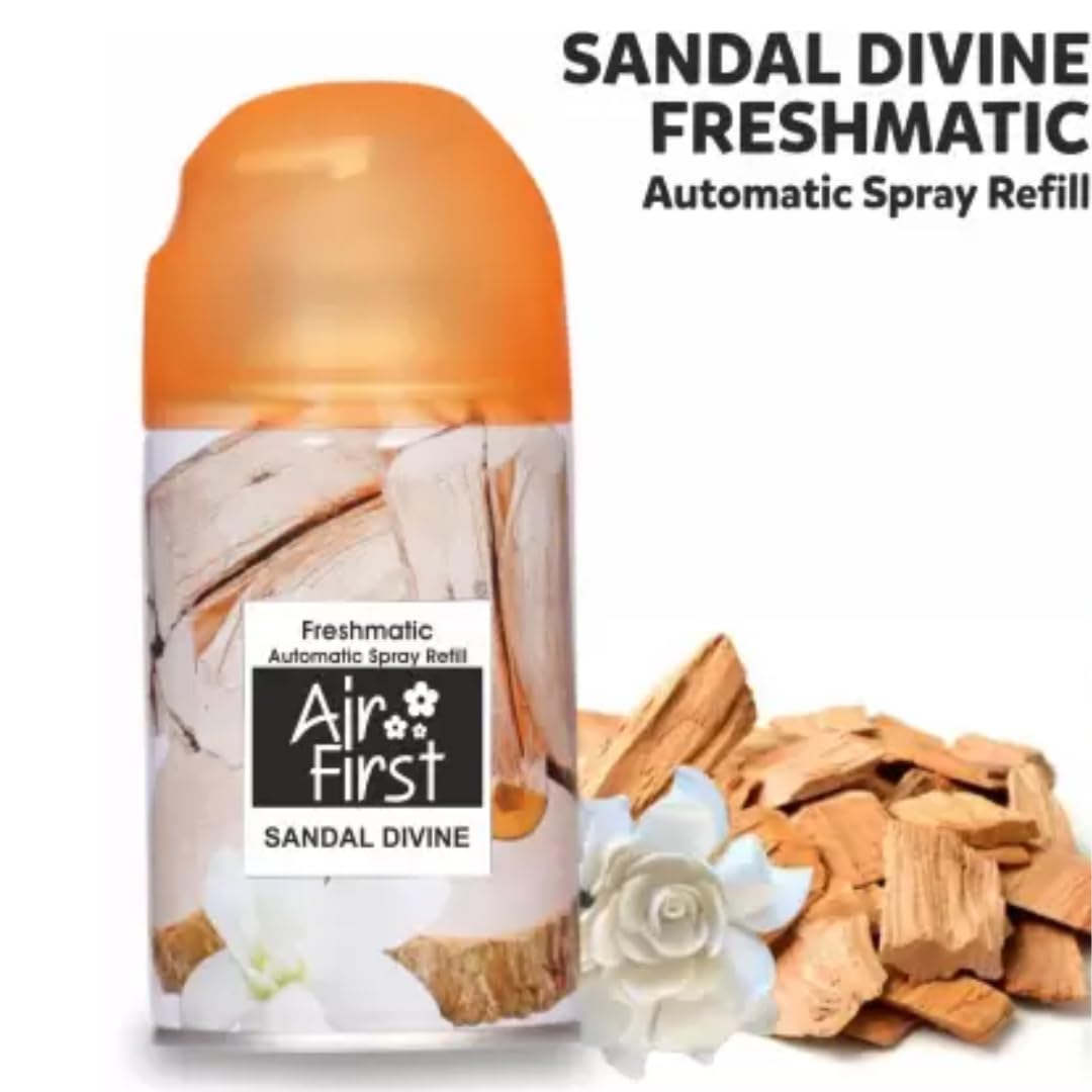 Air First Freshmatic Automatic Air Freshener Refills 250ml - Sandalwood Scent (RFR3405) for Home, Office & Bathroom - Long-Lasting Fragrance for Automatic Dispensers