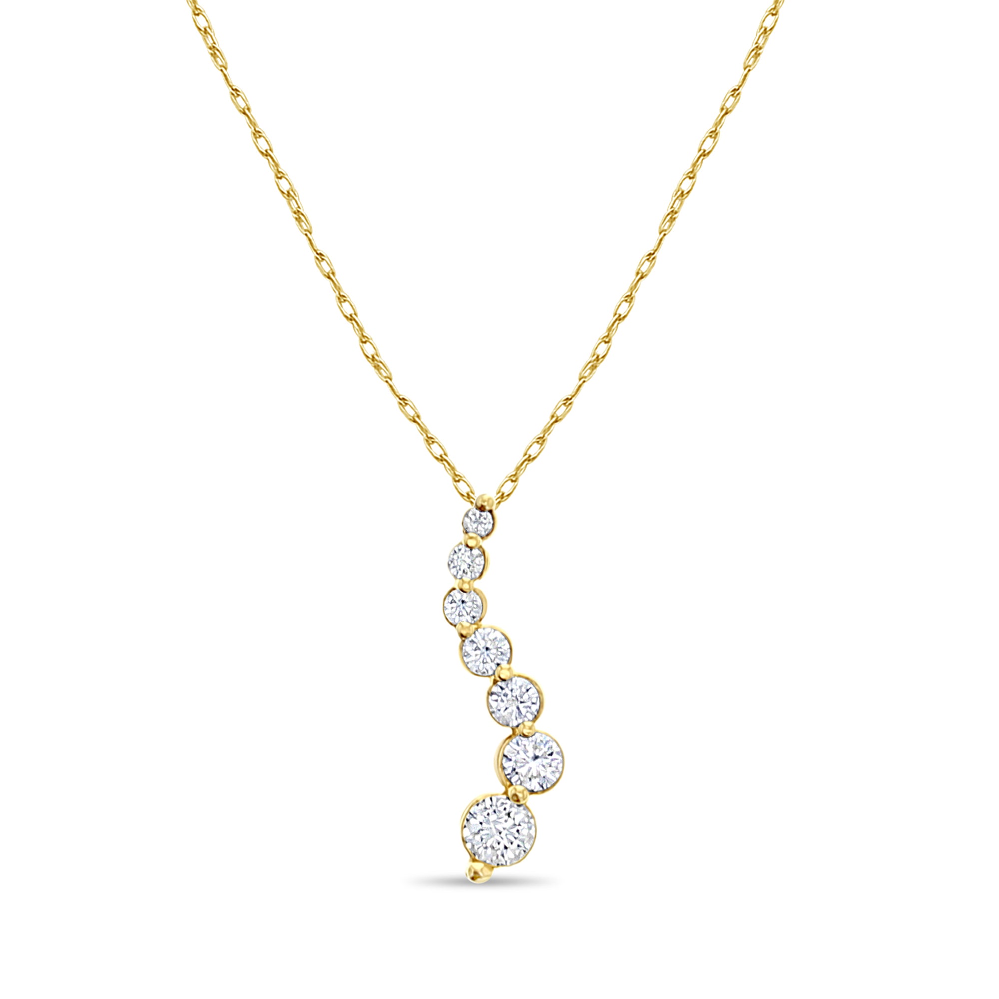 Diamond Journey Necklace .83cttw 14k White Gold or Yellow Gold - Elegant Anniversary Gift for Her, Perfect for Weddings & Special Occasions