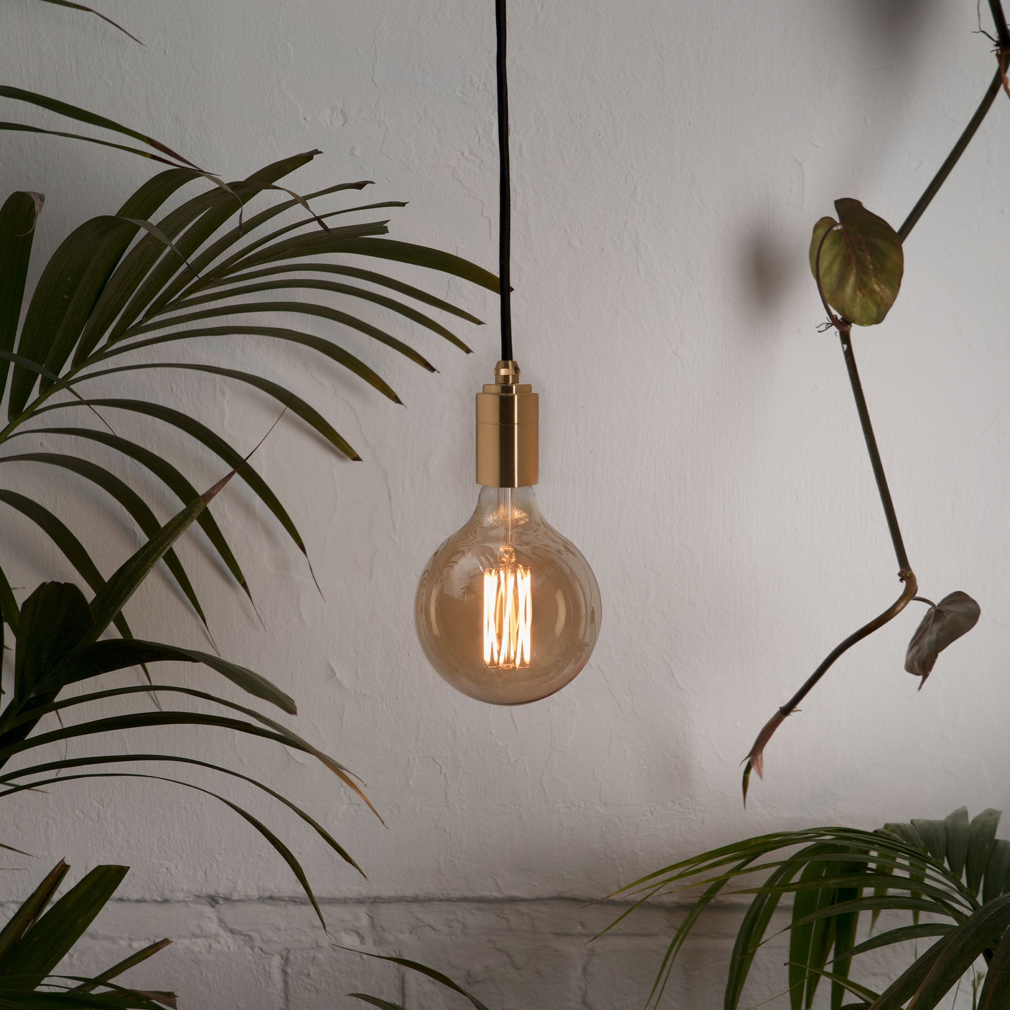 Gaia Plug In Pendant Light in Brass - Modern Hanging Fixture for Bedroom, Living Room & Dining Room Lighting