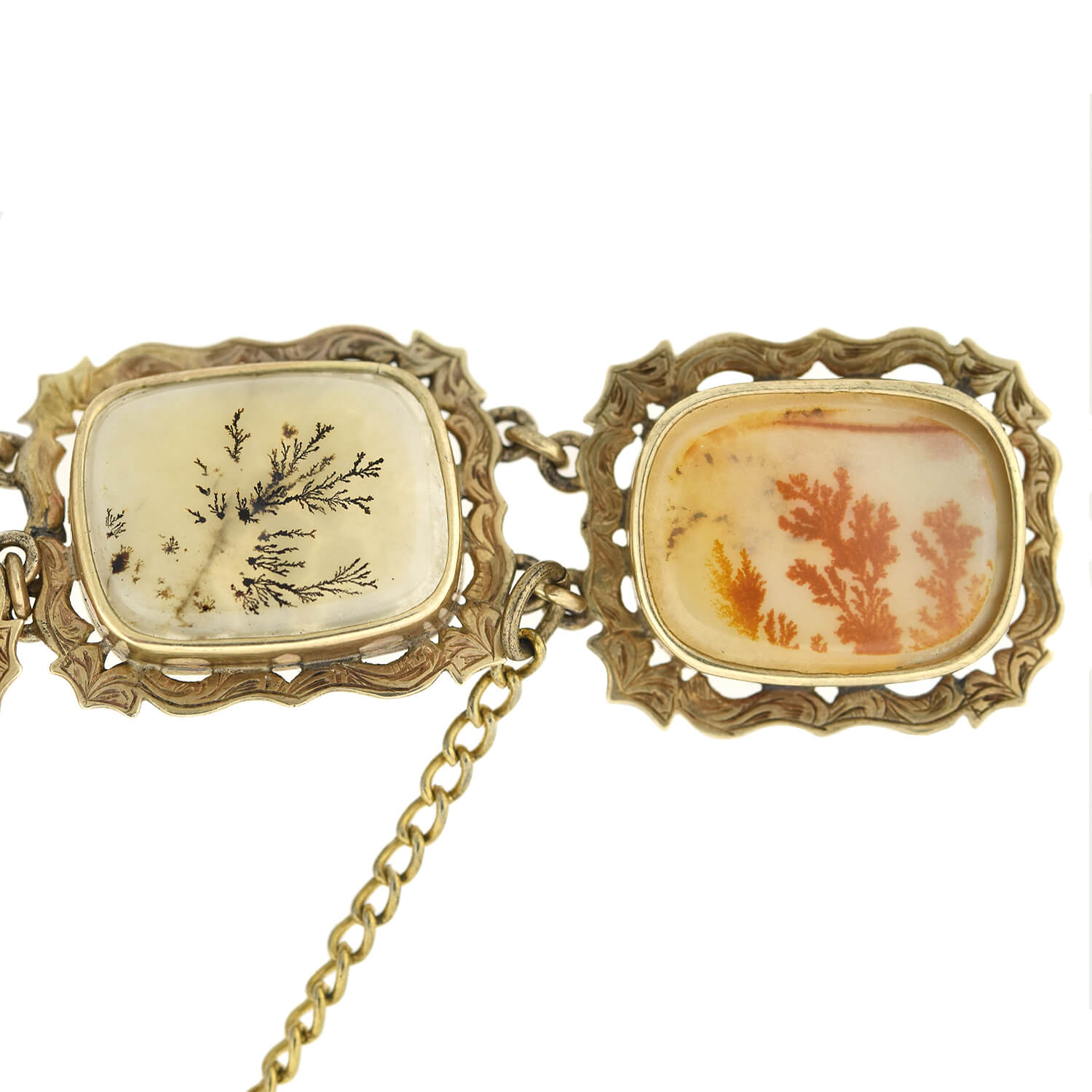 Victorian Style 14kt Gold Dendritic Moss Agate Link Bracelet for Women - Elegant Jewelry Gift for Birthday, Anniversary & Special Occasions