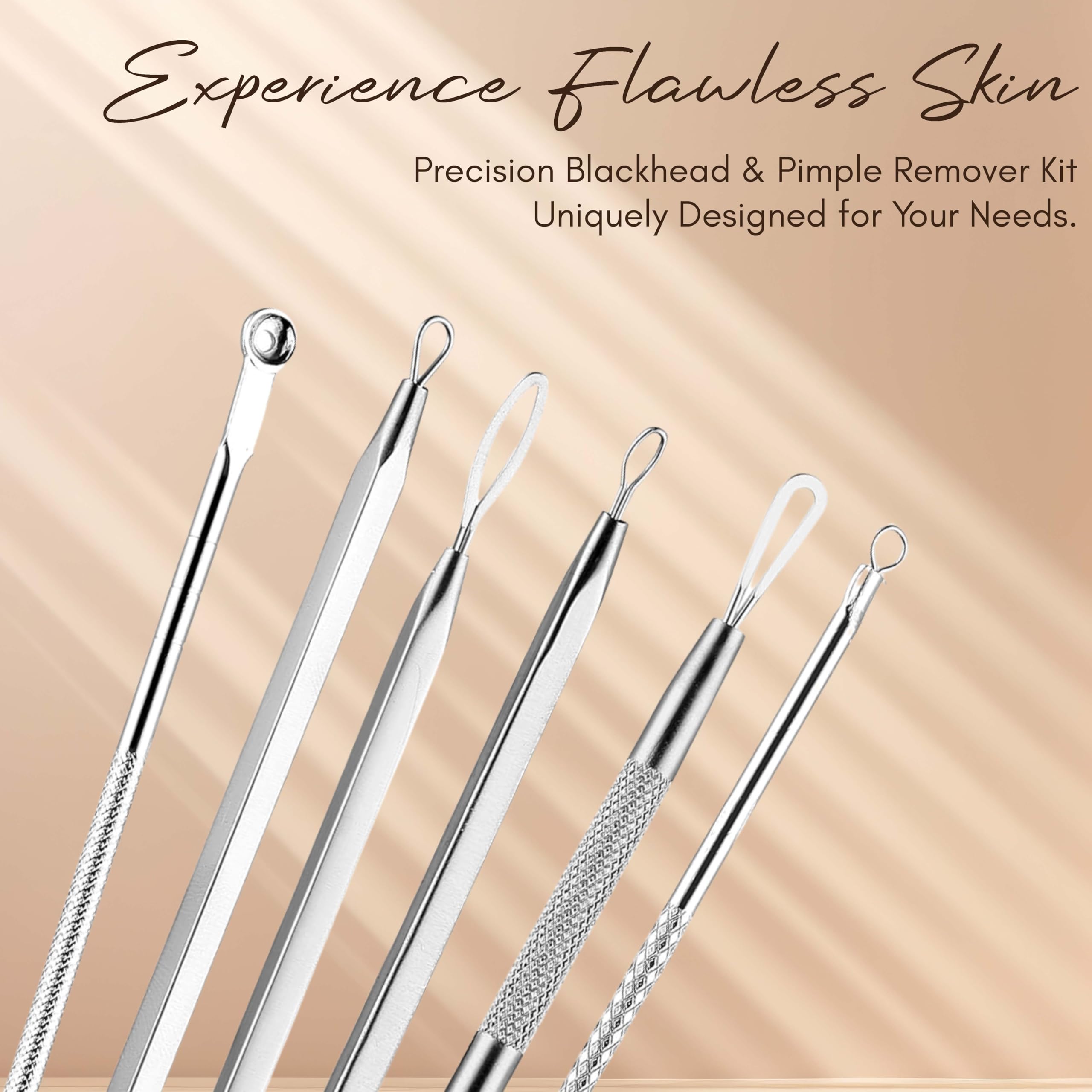 Beauté Secrets Blackhead & Pimple Remover Kit - Acne Treatment Tools for Blackhead Extraction, Whitehead Removal & Blemish Care - Perfect for Home Skincare Routine & Facial Cleansing