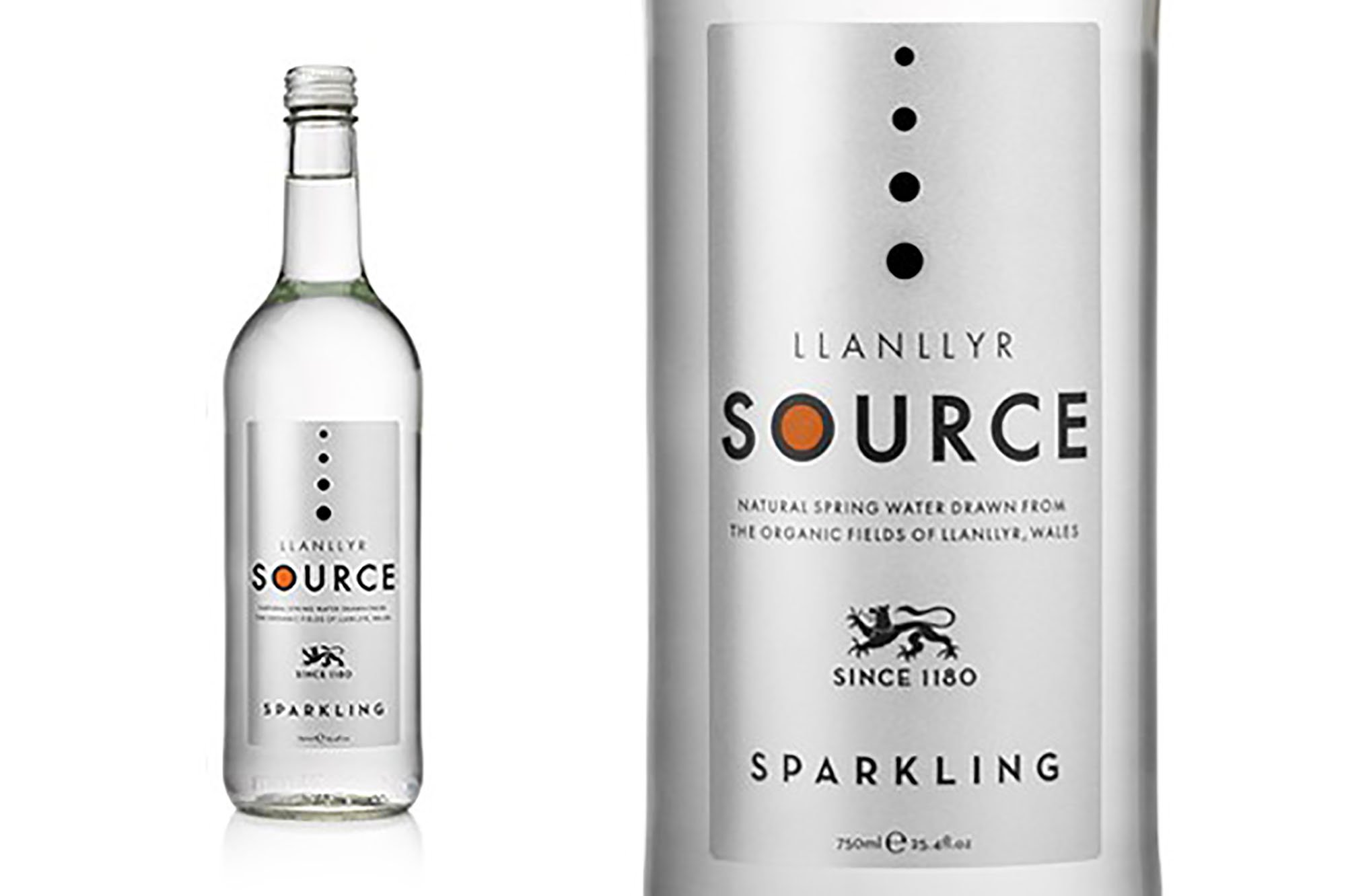 Llanllyr Source Sparkling Natural Spring Water - 12 Glass Bottles (25.4 fl oz each) | Premium Mineral Water for Parties, Weddings & Gourmet Dining | Vegan & Gluten-Free