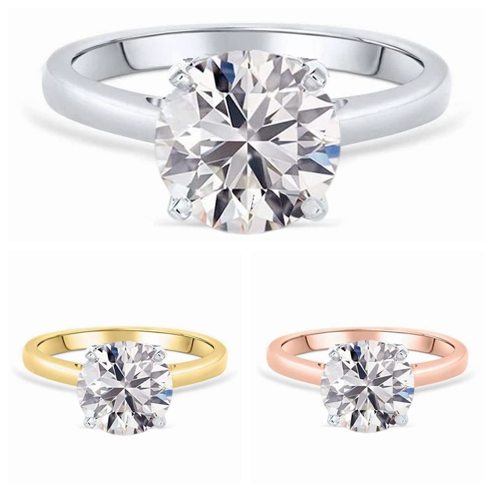 1 Carat Solitaire Moissanite Engagement Ring for Women - 10K 14K 18K Gold Classic Round Cut Wedding Anniversary Ring with Text Engraving - Perfect for Proposals, Anniversaries & Special Occasions