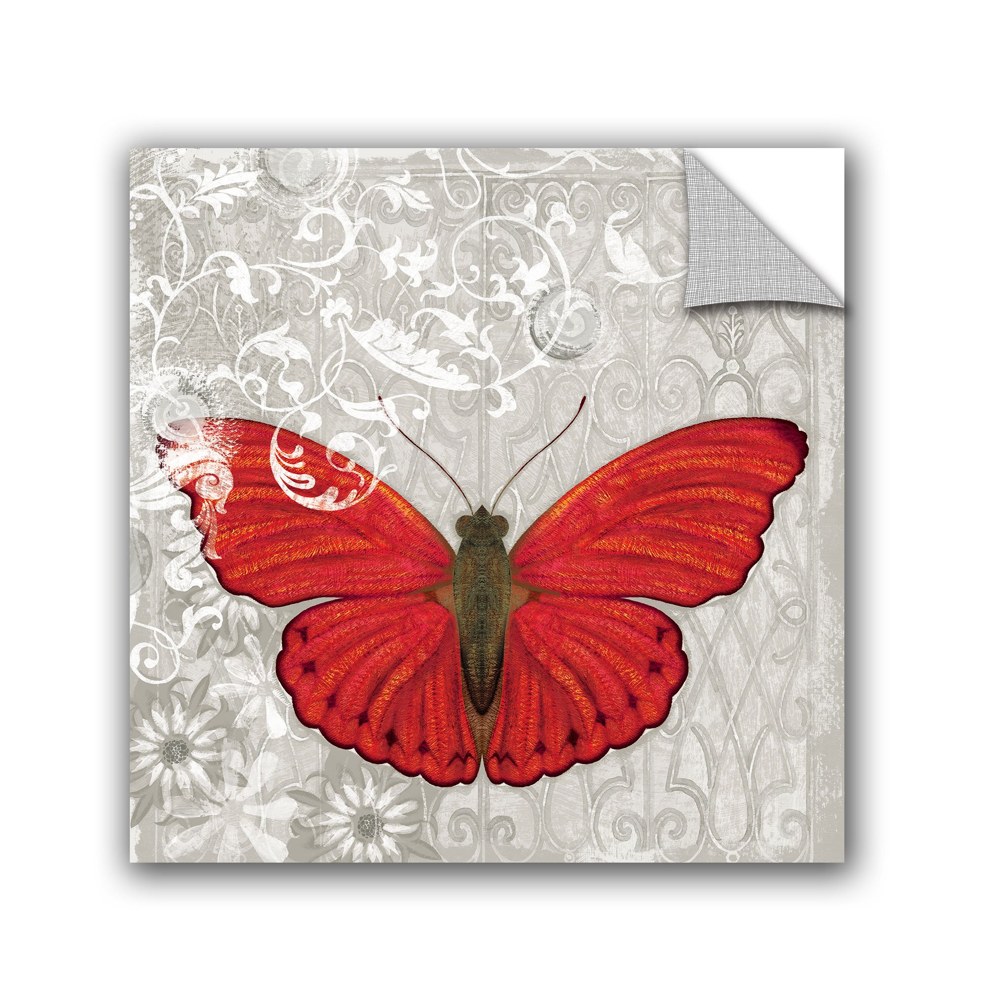 Alan Hopfensperger 'Red Butterfly I' Gallery Wrapped Canvas Art Print - 18x18 Inches, Modern Home Decor for Living Room, Bedroom & Office Wall