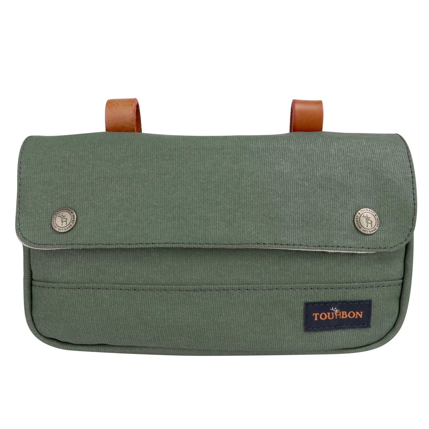 TOURBON Waterproof Bike Handlebar Bag - Durable Canvas Cycling Bag for Commuting, Touring & Outdoor Adventures