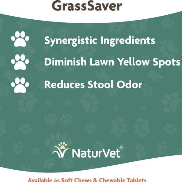 NaturVet GrassSaver Dog Soft Chews - Prevent Yellow Spots & Lawn Damage | Urine Neutralizing Supplement for Healthy Grass & Happy Pets | Perfect for Backyards, Dog Parks & Pet-Friendly Homes