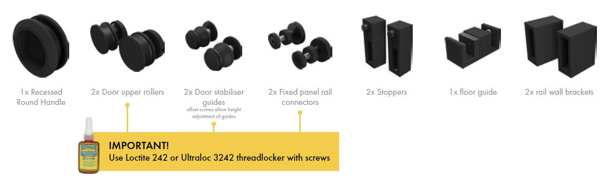 Frameless Sliding Shower Screen Kit - Matte Black Finish with SS304 Stainless Steel | Modern Bathroom Upgrade for Walk-In Showers & Spa-Like Experience