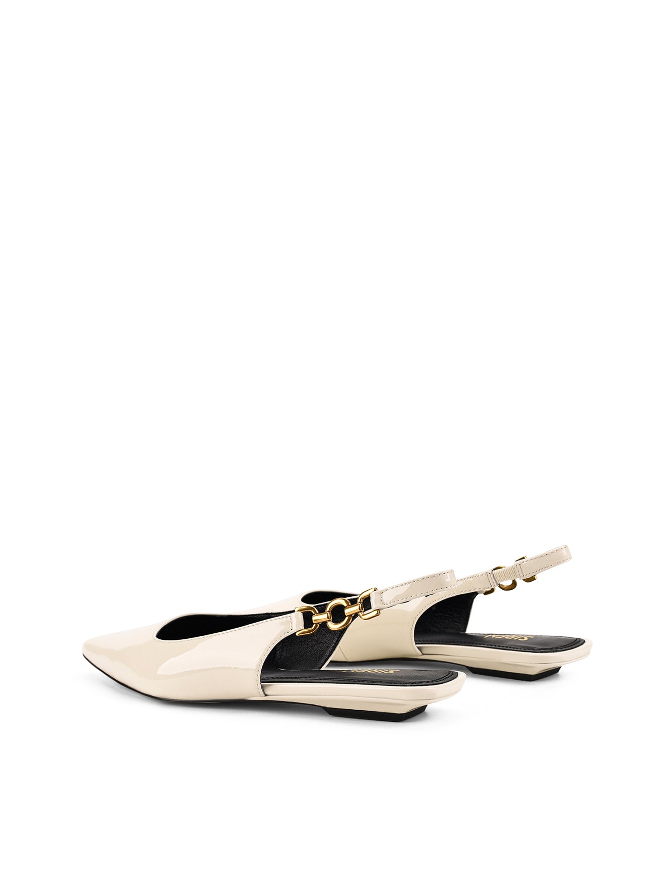 Alana Slingback Flats - Women's Comfortable Patent Leather Ballet Shoes in Chalk White | Perfect for Work, Weddings & Casual Outfits