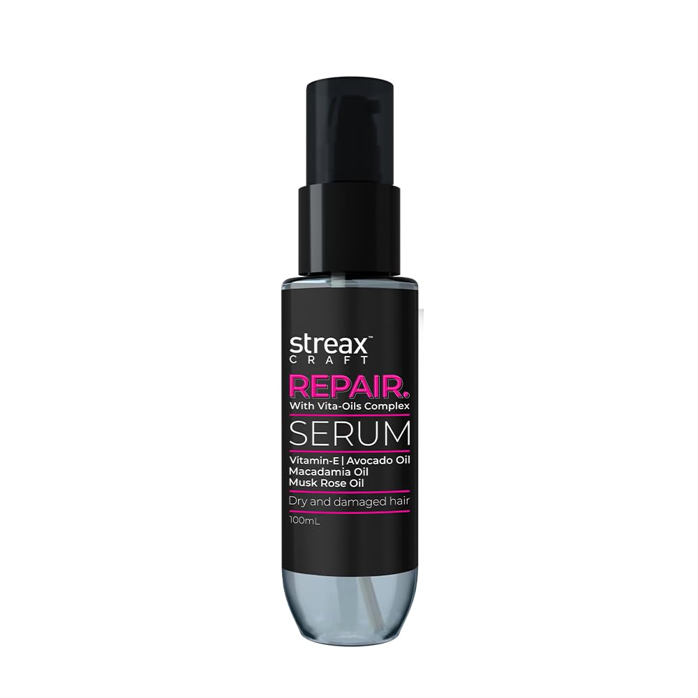 Streax Craft Repair Hair Serum for Women - 100ml Vita-Oils Complex with Vitamin E, Avocado & Macadamia Oil - Deep Conditioning Treatment for Dry, Damaged Hair - Perfect for Daily Nourishment & Salon-Quality Results at Home