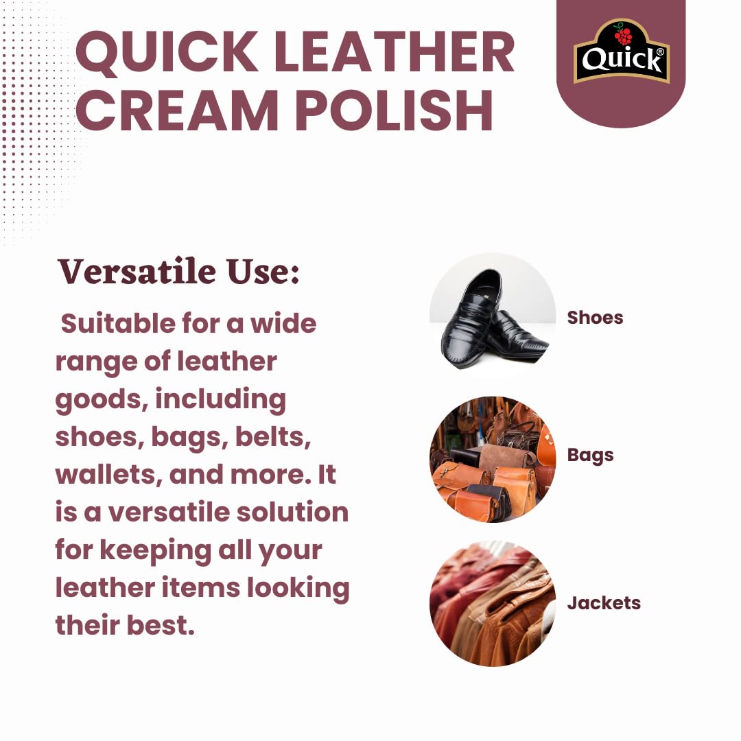 Premium Neutral Quick Leather Cream Polish - 2 x 50g Pack | Nourishing & Protective Leather Care for Shoes, Bags, Jackets & Furniture | Easy Application for Home, Office & Travel Use