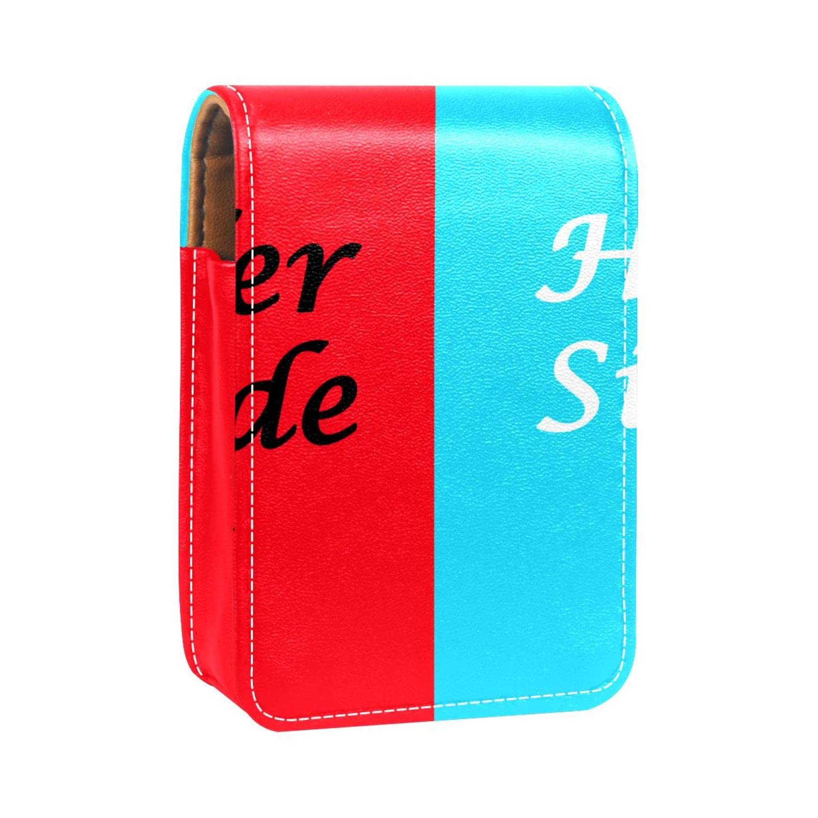 Personalized Lipstick Case - Portable Makeup Bag & Cosmetic Pouch Organizer for Women and Men (Red & Blue) - Perfect for Travel, Daily Use, and Gift Giving