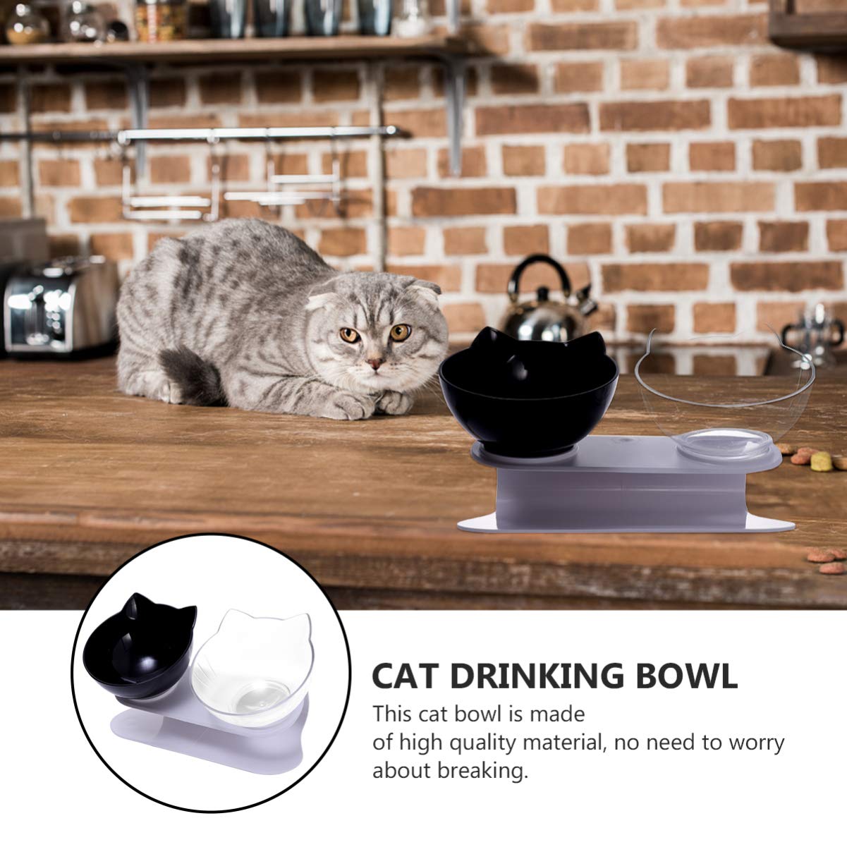 VOSAREA Elevated Double Pet Bowls for Dogs and Cats - Tilted Raised Food & Water Feeder with Stand - Stress-Free Eating for Small Dogs, Puppies & Kittens - Perfect for Home, Travel, and Outdoor Use