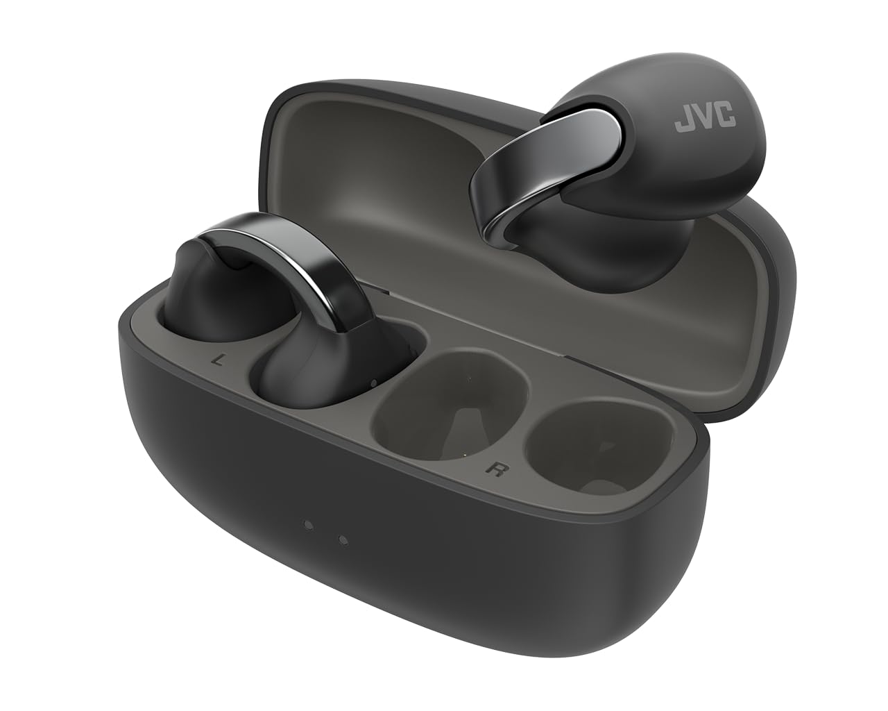 JVC HANP1T Open Ear True Wireless Earbuds with Bluetooth 5.3, 24H Playtime, IPX4 Waterproof & Built-in Mic - Comfortable Clip-On Design for Running, Cycling & Outdoor Activities