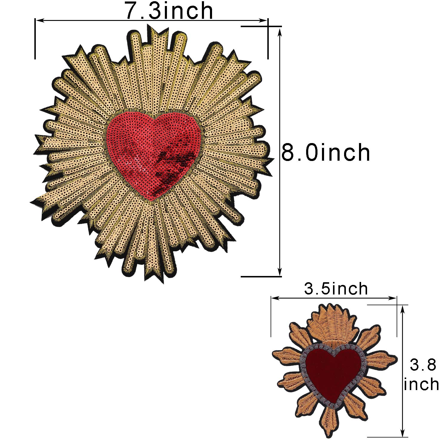 4pcs Large Sequin Heart Flower Iron-On Patches - Embroidered Applique for DIY Clothes, Jackets, Bags & Hats - Custom Sew-On Patches for Women's Fashion & Craft Projects - Perfect for Denim, Accessories & Home Decor