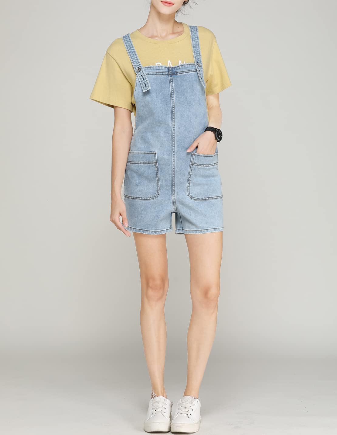 Women's Casual Adjustable Straps Denim Overalls - Loose Baggy Bib Jumpsuit Romper with Harem Pants & Jean Shorts | Perfect for Summer Outfits, Streetwear Fashion and Casual Daily Wear