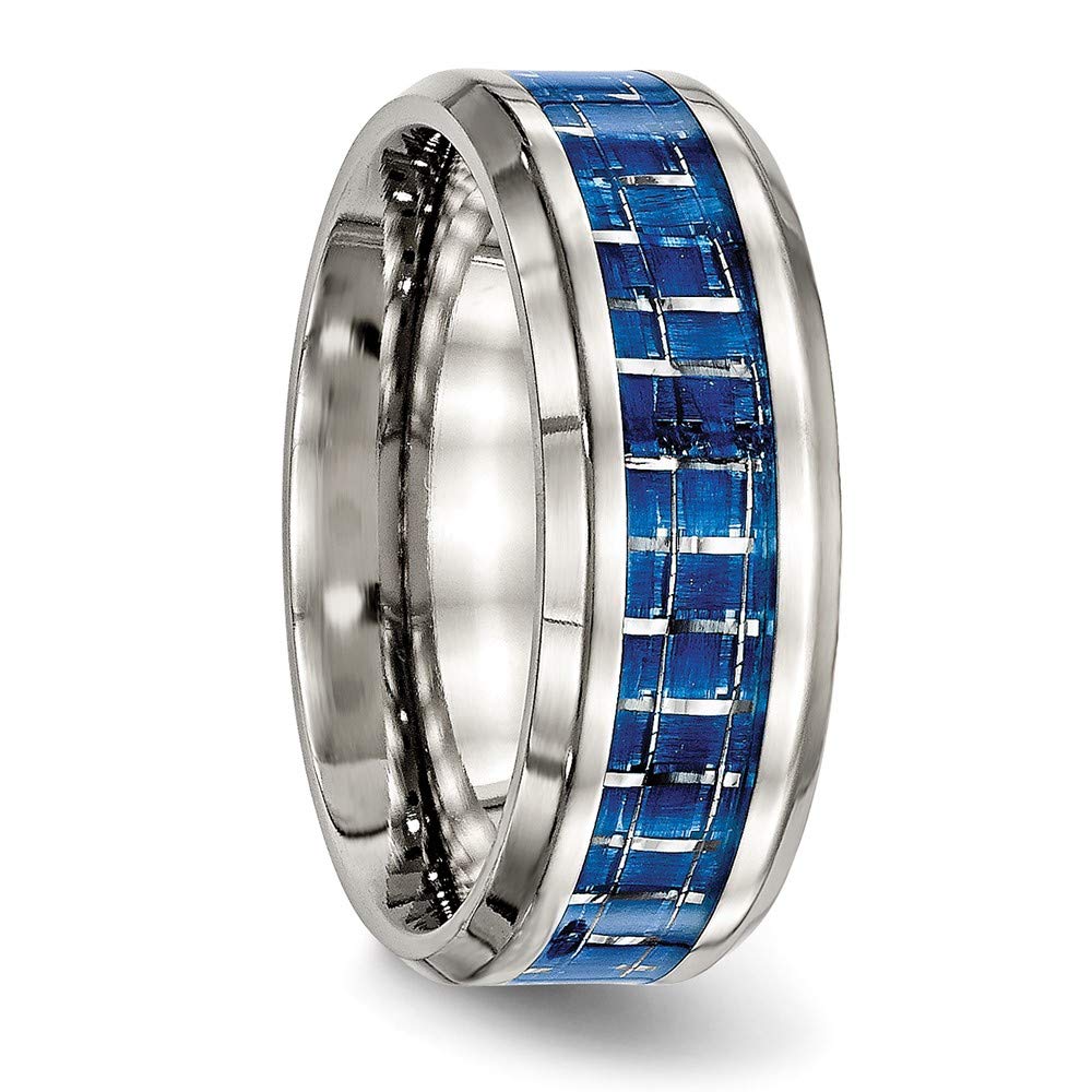 Premium Stainless Steel Blue & White Carbon Fiber Inlay Ring - Elegant Fine Jewelry Gift for Women - Perfect for Anniversaries, Birthdays & Special Occasions
