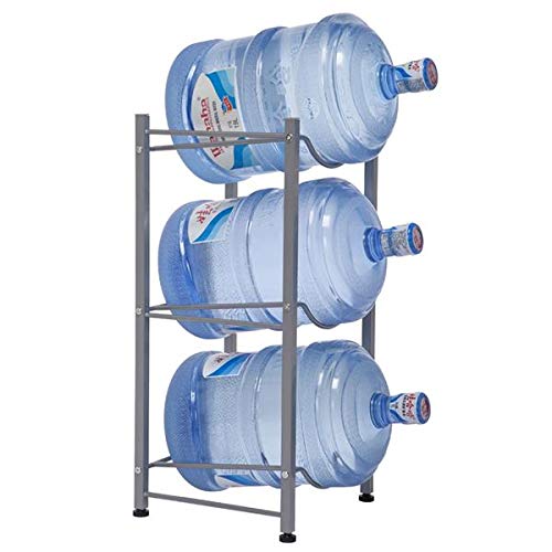 3-Tier Stainless Steel Water Bottle Storage Rack - Heavy Duty Water Cooler Jug Organizer for Kitchen, Office & Home - Space Saving Silver Shelf (Perfect for Pantry, Breakroom & Dorm Organization)