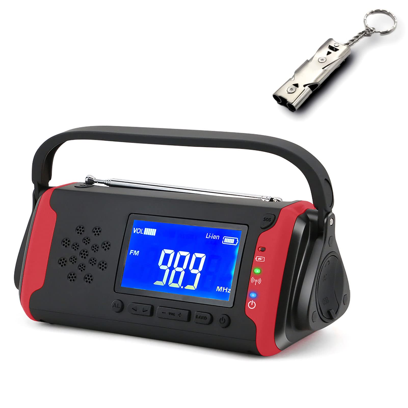 4000mAh Emergency Weather Radio with Hand Crank & Solar Power - Portable AM/FM/NOAA Radio, Phone Charger, LED Flashlight & SOS Alarm for Outdoor Camping, Hiking & Survival Kits