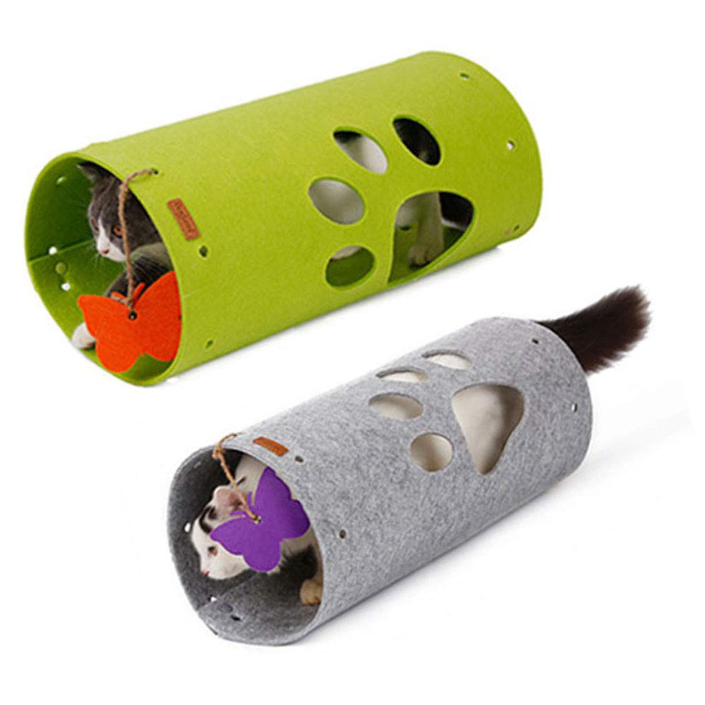 DRHU 2-Pack Foldable Cat Tunnel Toy - Removable Felt Pet Play Tunnel for Indoor Cats, Interactive Training & Exercise - Perfect for Playtime, Hide & Seek, and Mental Stimulation