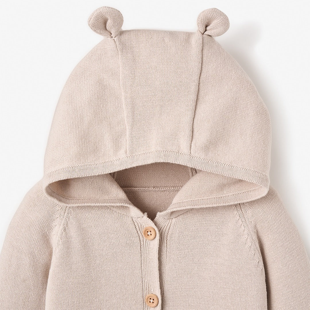 Taupe Hooded Knit Jumpsuit for Women - Soft Comfortable Oversized Sweater Dress - Perfect for Lounge Wear, Casual Outfits and Winter Fashion