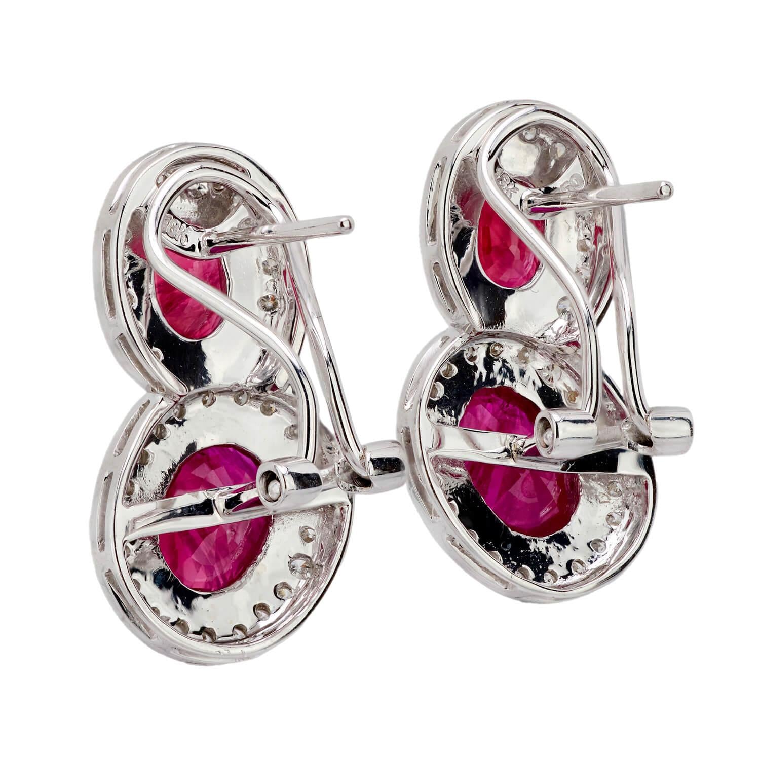 18k Gold Ruby and Diamond Clip Drop Earrings - 9CTW Elegant Estate Jewelry for Weddings, Parties & Special Occasions
