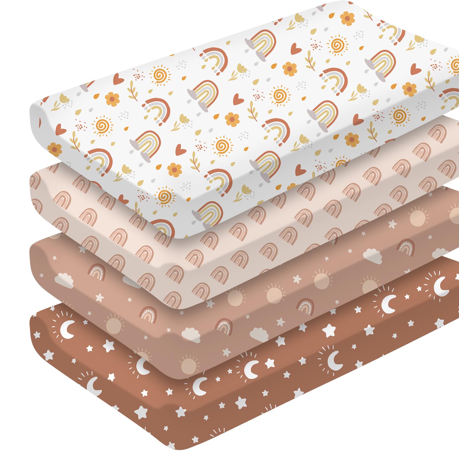 4 Pack Boho Rainbow Changing Pad Covers 32