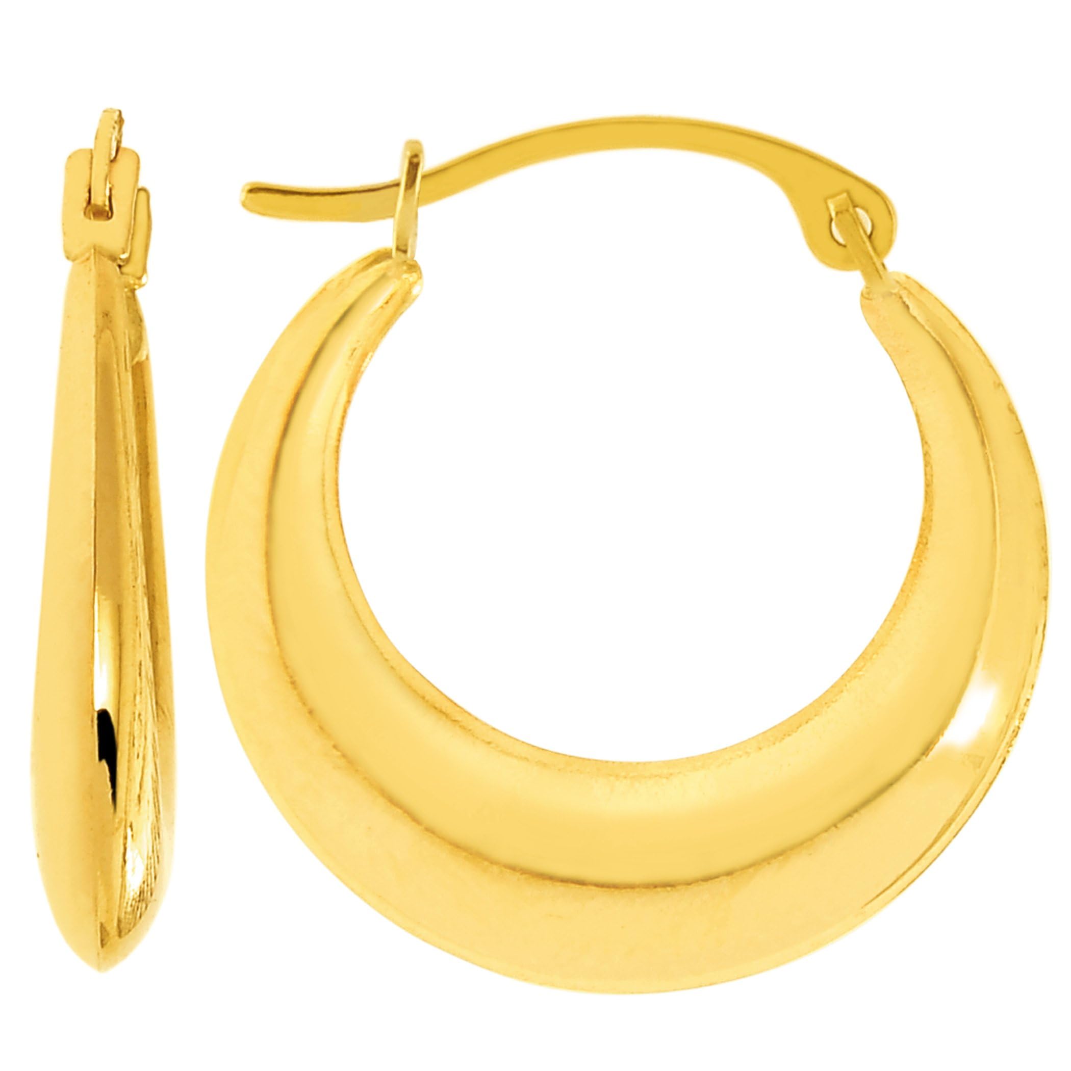 14K Yellow Gold Half Moon Hoop Earrings - 15mm Dainty Gold Hoops for Women, Elegant Everyday Jewelry for Parties & Date Nights
