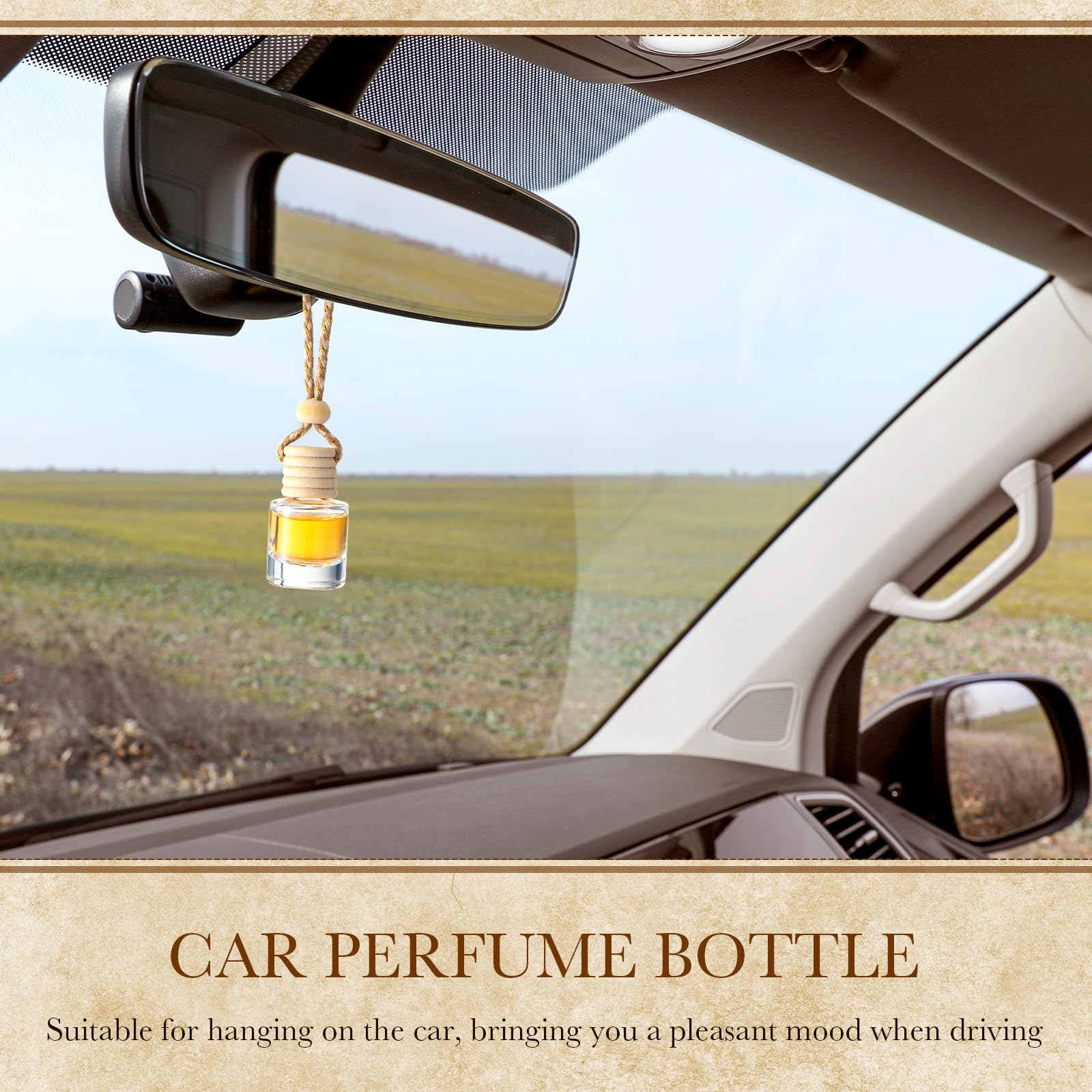 Zubebe 300 Pcs 8ml Empty Clear Glass Hanging Car Air Freshener Diffuser Bottles - Bulk Refillable Perfume Containers for Aromatherapy Essential Oils - Perfect for Auto Interior Decor & Home Fragrance (Cylindrical)
