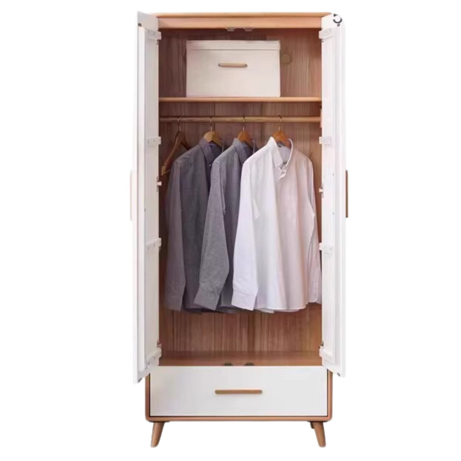 31.5x22x74.8inch / 80x56x190 сm / Natural Wood Color / Type C two-door wardrobe