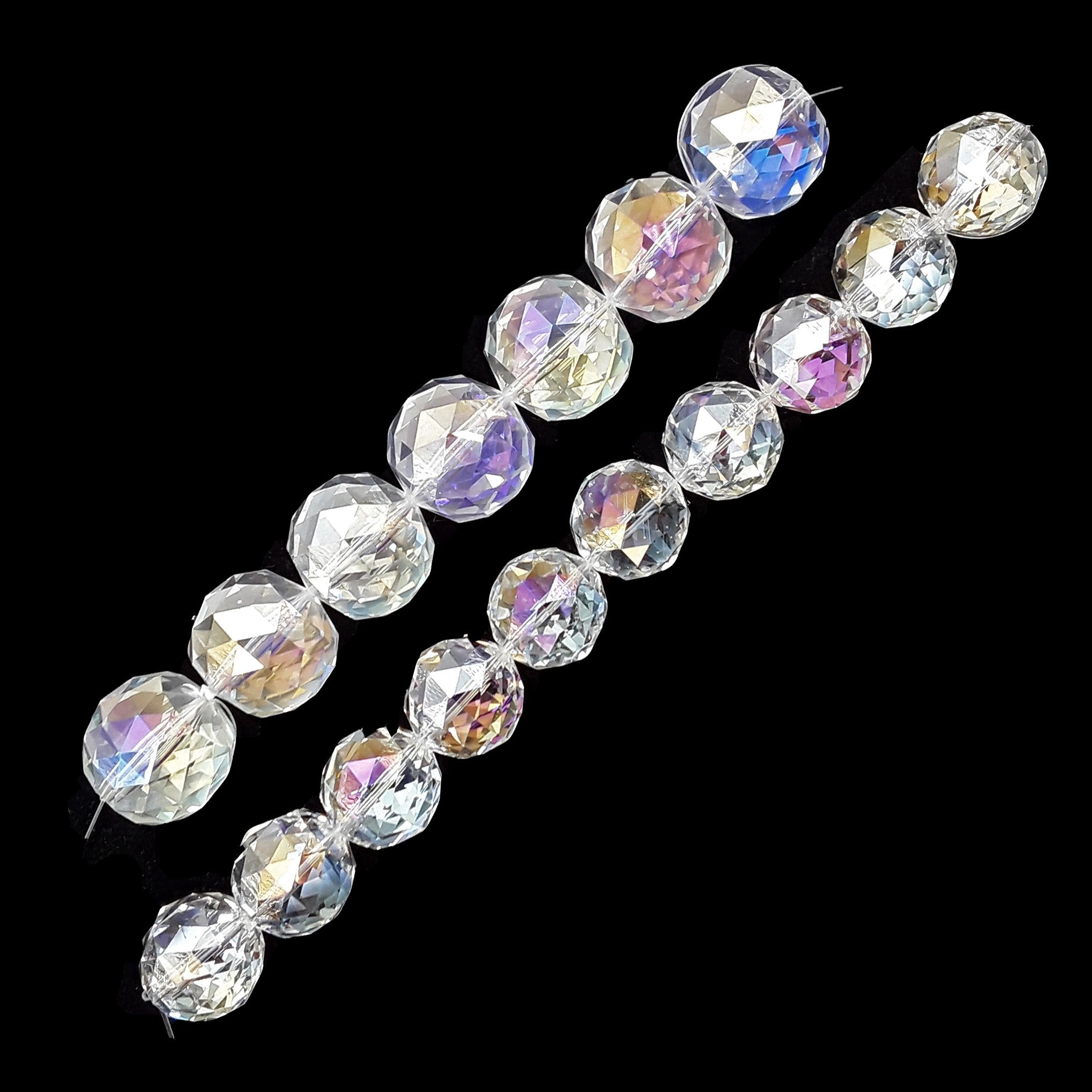 Clear AB Crystal Glass Faceted Balls - 24mm & 30mm Chandelier Beads for Sun Catchers, DIY Home Decor, Wedding Centerpieces & Window Hangings