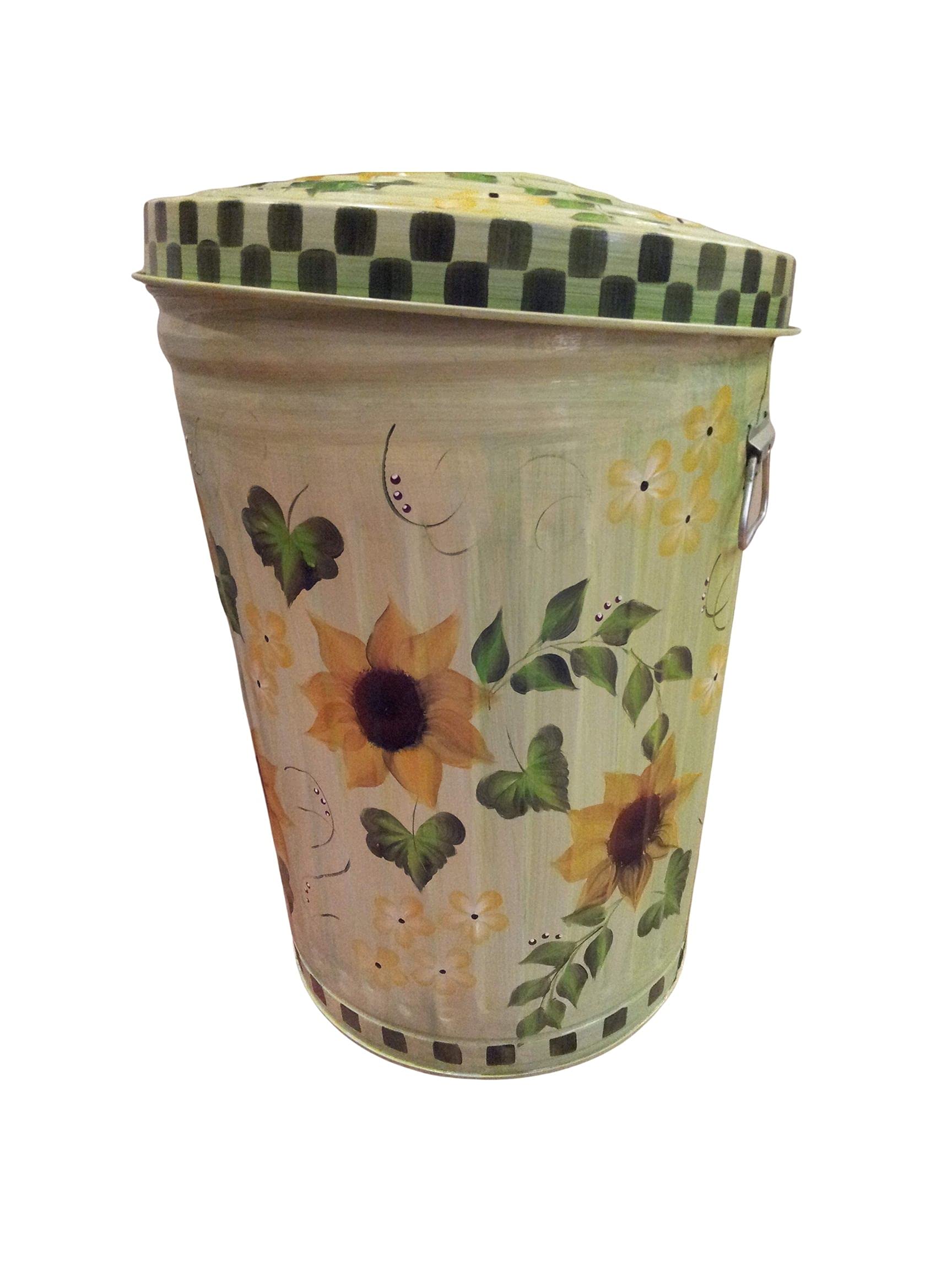 20 Gallon Hand Painted Galvanized Steel Trash Can - Durable Outdoor & Indoor Garbage Bin for Home, Office, Restaurant, and Commercial Use