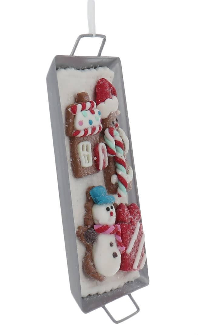 5 Pack Holiday Cookie Clay Dough Ornaments on Metal Pan - DIY Christmas Tree Decorations for Kids, Festive Home & Office Decor