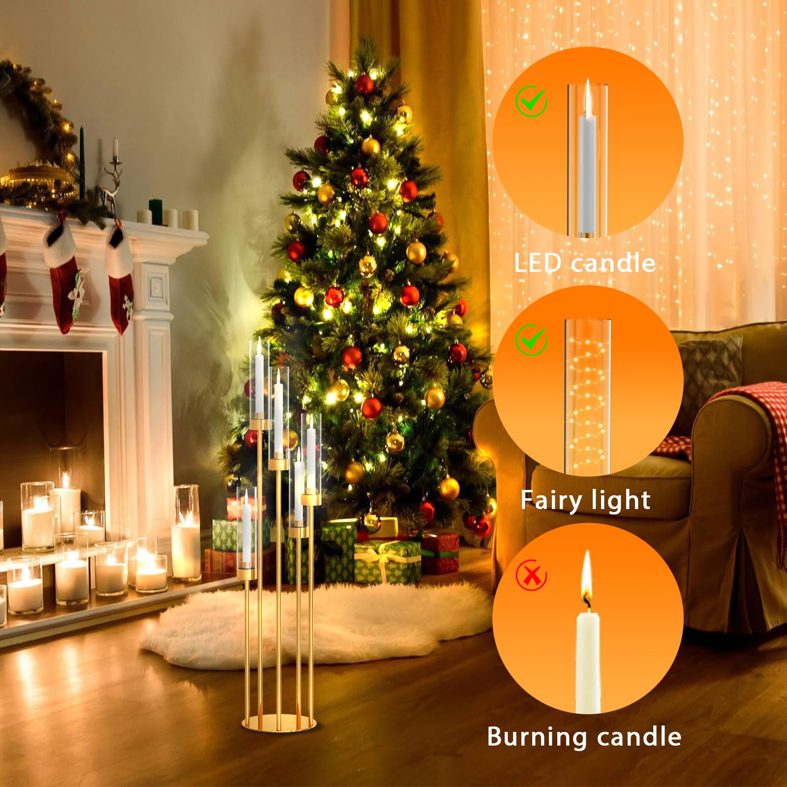 5-Arm Gold Floor Candelabra 42.5
